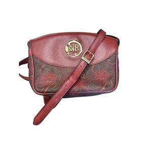 VINTAGE NINA RICCI Leather Cross Body in Red Hues with Gold+Silver Hardwear